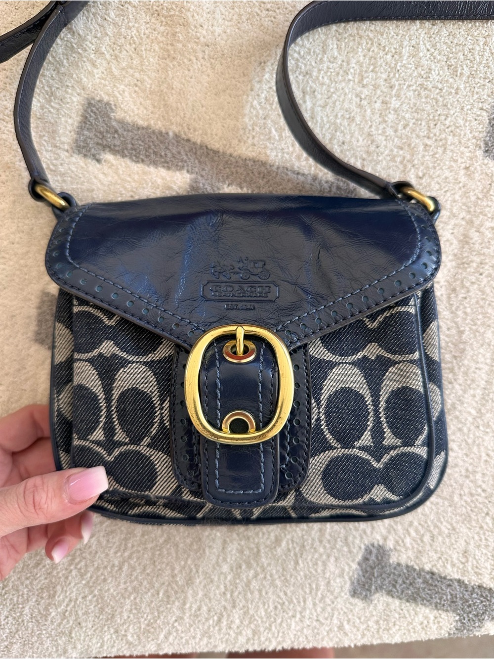 Coach bleecker signature denim flap bag Canvas and Leather Shoulder Bag